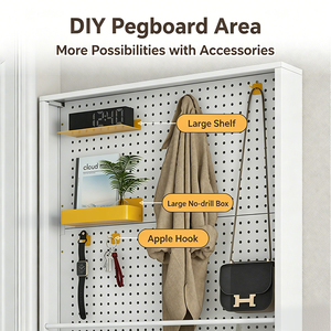 Nordic Style White Metal Flip Shoe Storage Unit Perforated Backboard Hallway Multi Storage For Scarf Key Storybooks Security - Product Image 3