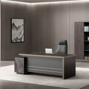 Ceo Muebles de lujo Diseño moderno de madera maciza de tablero de melamina Escritorio Silla para el hogar Muebles de oficina Mesa redonda Placa de melamina MFC - Product Image 1