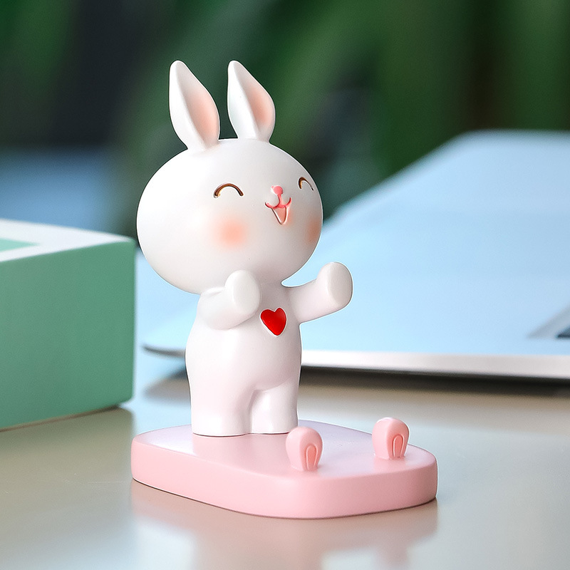 Pink Standing Rabbit Phone Stand