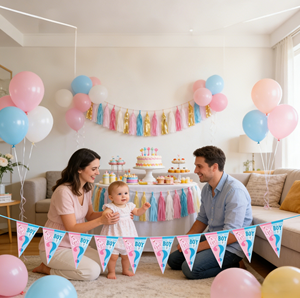 Guirlande triangulaire de fanions pour révélation du sexe du bébé, fête de révélation du sexe, décorations d'annonce de grossesse - Product Image 2