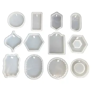 DIY Molds Tag Shape Keychain Silicone Molds Epoxy Resin Casting Crystal Pendant Molds with Hole for Jewelry Making DIY Crafts