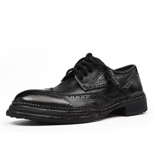 Chaussures de ville élégantes et luxueuses pour hommes, fabriquées à la main, en cuir véritable, style Goodyear, mocassins, chaussures habillées formelles, lacets Oxford, en cuir de cheval - Product Image 1