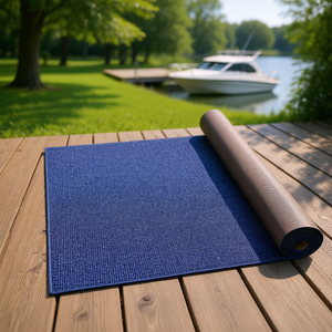 Tapis d'extérieur bleu foncé 5,9 pi x 36 pi, imperméable, antidérapant, en polypropylène, pour terrasse, pont de bateau et jardin - Product Image 2