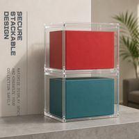Boîte de présentation magnétique en acrylique transparent écologique amovible sur le thème des animaux, boîte de rangement portable pour collection de cartes