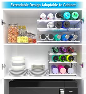 Support de bouteille d'eau réglable en hauteur, organisateur extensible pour armoire de cuisine, organiseur de bouteilles pour garde-manger, accessoire de vaisselle - Product Image 3
