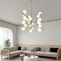 Lampe de plafond en fer et verre au design moderne et épuré, style post-moderne, lustre suspendu Magic Bean, lumière à intensité variable, installation facile