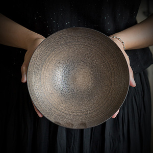 Handmade Stoneware Teapot Stand Round With Lid For Kung Fu <b>Tea</b> <b>Set</b> Water Storage Dry Brewing Tray - Product Image 2