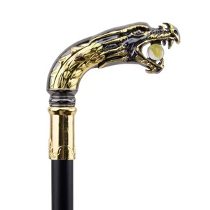 Vàng Đen Bay Rồng Đầu Kim Loại Phong Cách Đi Bộ Stick Cổ Điển Quý Ông Của Đi Bộ Mía Đám Cưới Prop Phim Prop - Product Image 5