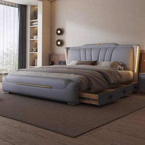 Hot Bán Cổ Điển Giường Da Giá Rẻ Với 3 Ngăn Kéo Trắng Lưu Trữ Vua Giường Đặt Đồ Nội Thất Phòng Ngủ Nữ Hoàng Kích Thước Giường Khung Cho Nhà - Product Image 4