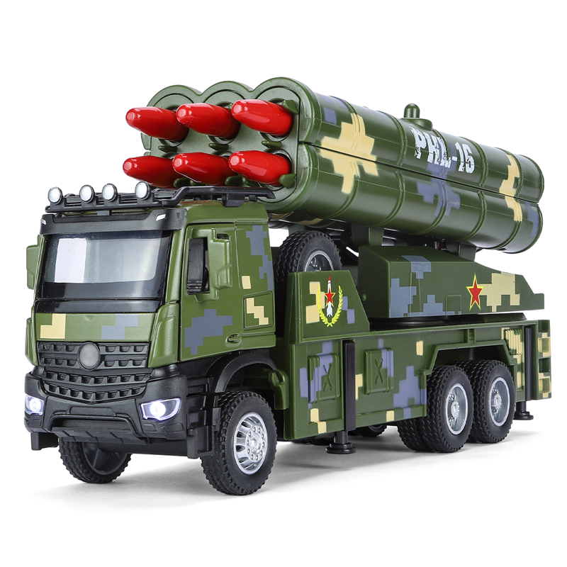 Ракетная система залпового огня из металлического сплава, PHL-16 1 35, военная модель грузовика, звук и световая игрушка для мальчиков