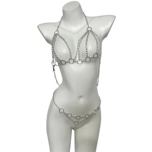 Vente chaude alliage poitrine chaîne accessoires femmes discothèque fête Sexy trois points Bikini corps chaîne - Product Image 2