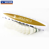 Volants de badminton VICTOR GOLD NO.3, 12 pièces, plumes de canard de qualité supérieure, vol stable, durable, pour l'entraînement