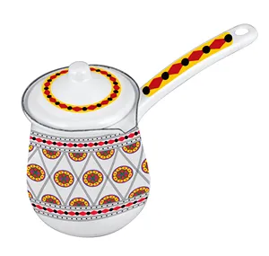 高品质中东阿拉伯风格蓝色，带白点搪瓷茶壶搪瓷咖啡取暖器，带喷口和搪瓷手柄