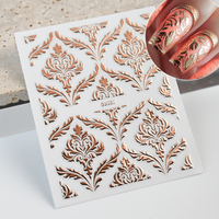 30 feuilles d'autocollants pour ongles en or rose métallisé, motif floral en dentelle vintage, autocollants adhésifs pour nail art, décorations de salon