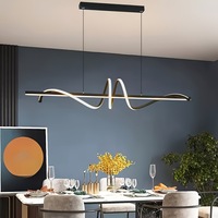 Suspension Linéaire LED Noire de Luxe pour Plafond, Luminaire Décoratif Moderne pour Îlot de Cuisine