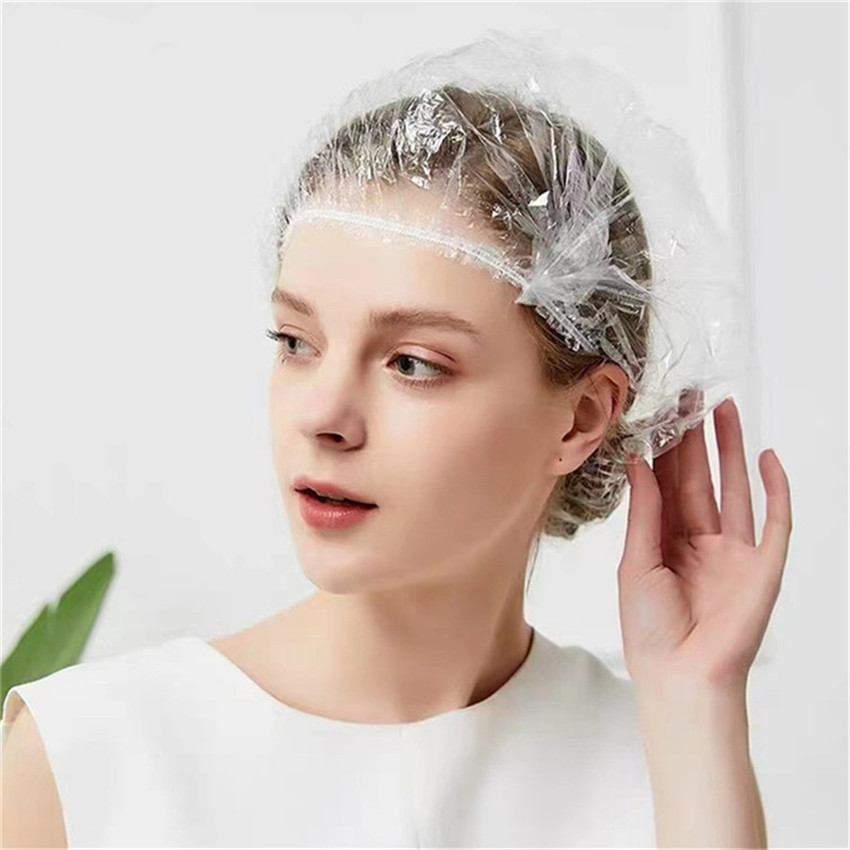 High Quality Cheap Waterproof Salon Hair Dry Processing Cap Custom PE Plastic Transparent Hair Cover Disposable Shower Caps