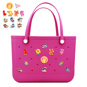Fashionable EVA <b>Beach</b> Tote <b>Bag</b> Large Capacity Waterproof Blue Pink With Cute Charms For Summer Outdoor Use - Product Image 2