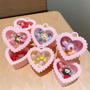 Petite boîte cadeau pour enfants, collier pour filles de 3 à 7 <span class=keywords><strong>ans</strong></span>, <span class=keywords><strong>bracelet</strong></span> en perles de dessin animé, princesse, en résine plastique - Product Image 2