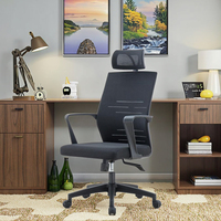 Chaise de bureau de direction moderne pivotante ergonomique avec dossier en maille, tissu doux, hauteur réglable, accoudoirs, noire, fabriquée en Chine