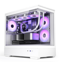Boîtier de PC de bureau haut de gamme personnalisé, tour moyenne, M-ATX, entièrement transparent, aquarium, blanc, sans support, en stock