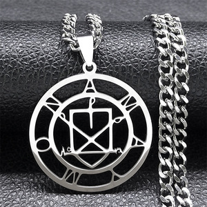 Nouveau pendentif Lucifer Signal, <span class=keywords><strong>pentagramme</strong></span> creux <span class=keywords><strong>du</strong></span> <span class=keywords><strong>diable</strong></span>, collier en acier inoxydable pour hommes et femmes, collier avec pendentif sceau <span class=keywords><strong>du</strong></span> <span class=keywords><strong>diable</strong></span> - Product Image 1