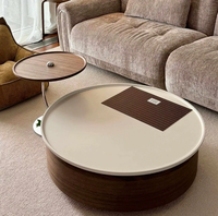 Ensemble de table basse en placage de noyer avec plateau en marbre, design moderne durable, luxe léger, rangement multifonctionnel, meubles de salon
