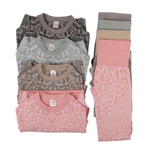 Conjunto Deportivo de 2 Piezas para Mujer, Top Corto de Manga Larga y Leggings Deportivos, Sin Costuras, Cintura Elástica, Reciclable, Venta al Por Mayor - Product Image 2