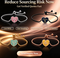 Bracelet coulissant personnalisé en forme de cœur en acier inoxydable, bijoux ajustables avec breloques, accessoires cadeaux pour femmes, chaîne à maillons colorée, bracelet jonc