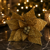 Fleurs artificielles de Poinsettia en polyester pour décorations de Noël, intérieur et extérieur, décoration de la maison, tailles et couleurs personnalisées, pour centres commerciaux et fêtes