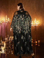 Robe de soirée musulmane modeste 2 pièces pour femme, longue, de luxe, avec col mandarin, manches chauve-souris, ornée de perles, de dentelle et de sequins brodés