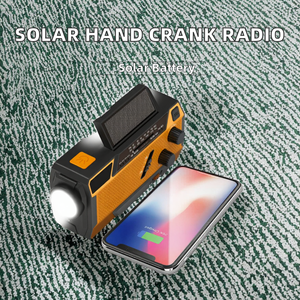 Lampe de poche <span class=keywords><strong>dynamo</strong></span> LED rechargeable d'urgence portable 2000mAh avec <span class=keywords><strong>radio</strong></span> FM/AM/NOAA à énergie solaire à manivelle - Product Image 2