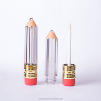 Tubes de brillant à lèvres en plastique ABS transparent de 3,5 ml en gros, forme de crayon irrégulière avec bouchon à vis et tête de brosse pour cosmétiques