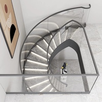 Fournisseur en gros Escalier intérieur en colimaçon en marbre personnalisé Escalier moderne économique incurvé avec garde-corps en verre pour villas à usage domestique