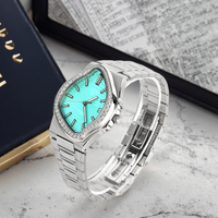 Jam Tangan Mekanik Mewah Terbaru 2025 dengan Bezel Berlian dan Kristal Safir Unik, Tampilan Tanggal, Tali Baja Tahan Karat