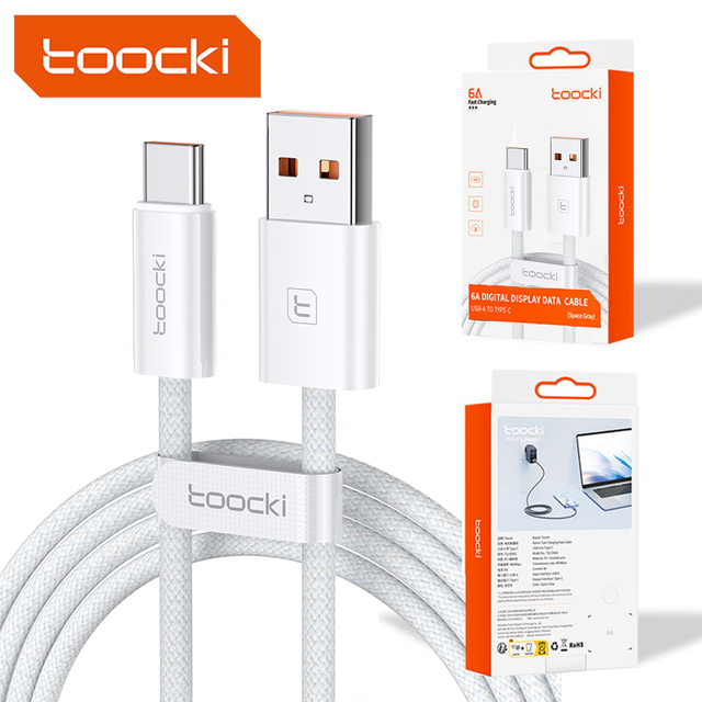 Toocki 1/1.5/2M 66W 6A PD Fast Charging USB Cable Type-c 3M Usb to Type C 66W Data Cable Type-C QC3.0 Charging Cable for Huawei