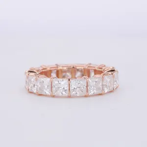 Starsgem精品珠宝18k玫瑰金戒指公主切割实验室成长钻石结婚戒指永恒女性戒指