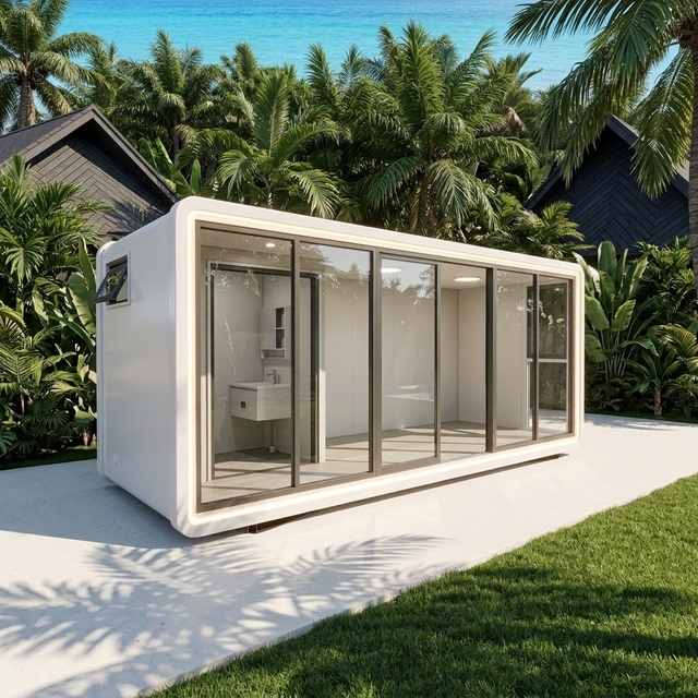 Customizable Apple Cabin Prefab Studio Tiny House Modular Home with Bath for Glamping Pods ADU Airbnb Backyard Office Vacation