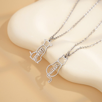 Collier et bracelet personnalisés en acier inoxydable avec pendentif découpé en forme de nom de chat ou de chien, chaîne réglable, cadeau personnalisé pour animaux de compagnie