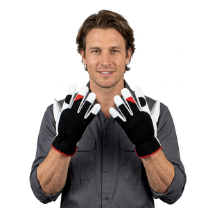 JNA GROUP White Black Leather Safety Gloves Anti-Slip Fingertips Cuff General Purpose Abrasion Resistant 12 oz <b>10</b> <b>Inch</b> - Product Image 6