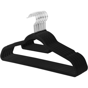 Velvet Non-Slip Hangers with Tie Bar Slim Suit Coat Hangers Single Tier Space Saving Wardrobe Clothing Organizer - Product Image 1