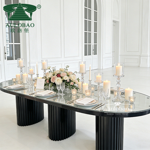 Meubles d'hôtel modernes, table de banquet ovale en métal noir avec plateau en MDF, table de mariage - Product Image 5