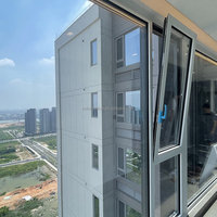 Aluminiumfenster für Häuser, Dreh-Kipp-Fenster, Thermisch Getrennte Doppelverglasung, Fiberglas-Insektenschutz für Schlafzimmer