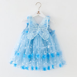Nuovo Abito Estivo 2026 per Bambine, Vestito Principessa all'<span class=keywords><strong>Uncinetto</strong></span> con Spalline in Rete, Abito Elegante con Ali da Fata - Product Image 5