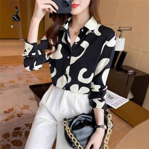 Kemeja Wanita Chiffon Cetak Retro Baru 2026, Atasan Lengan Panjang, Blus Longgar, Pola Geometris, Kemeja Wanita untuk Kantor - Product Image 4
