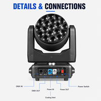 Projecteur LED RVBW 19x15W à tête mobile effet 'Bee Eye' avec zoom 4-60° DMX512 pour DJ, concerts, clubs et mariages - Expédition depuis l'entrepôt américain
