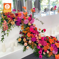 Sunwedding Chemin de Fleurs Artificielles pour Décoration de Mariage, Arrangement Floral en Rangée, pour la Fête des Mères, Pâques, Noël et le Nouvel An