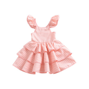 Boutique de Ropa Infantil de Alta Calidad, Vestido de Niña para Fiesta de Verano 2021, Diseño Personalizado con Cuadros Rosas - Product Image 3