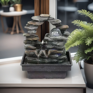 Coleção de Fontes de Resina para Jardim e Mesa, Fornecimento de Fábrica por Atacado com Diversos Estilos de Cascata e Decoração Zen - Product Image 4