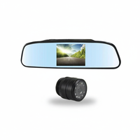 Sistema de Cámara de Aparcamiento con Visión Nocturna e Infrarrojos para Automóvil, Impermeable, de 4.3 Pulgadas, con Cámara de Reversa y Espejo Retrovisor