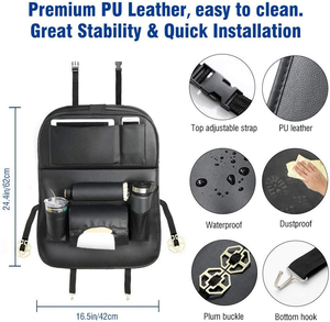 Organizador Universal de Asiento Trasero de Coche Plegable de Cuero con Más de 12 Compartimentos y Caja de Almacenamiento - Product Image 2